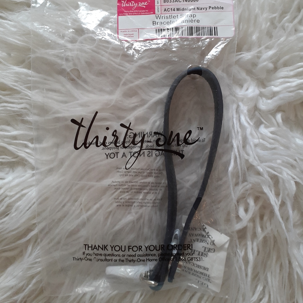 Thirty-One Wristlet Strap Midnight Navy Pebble New